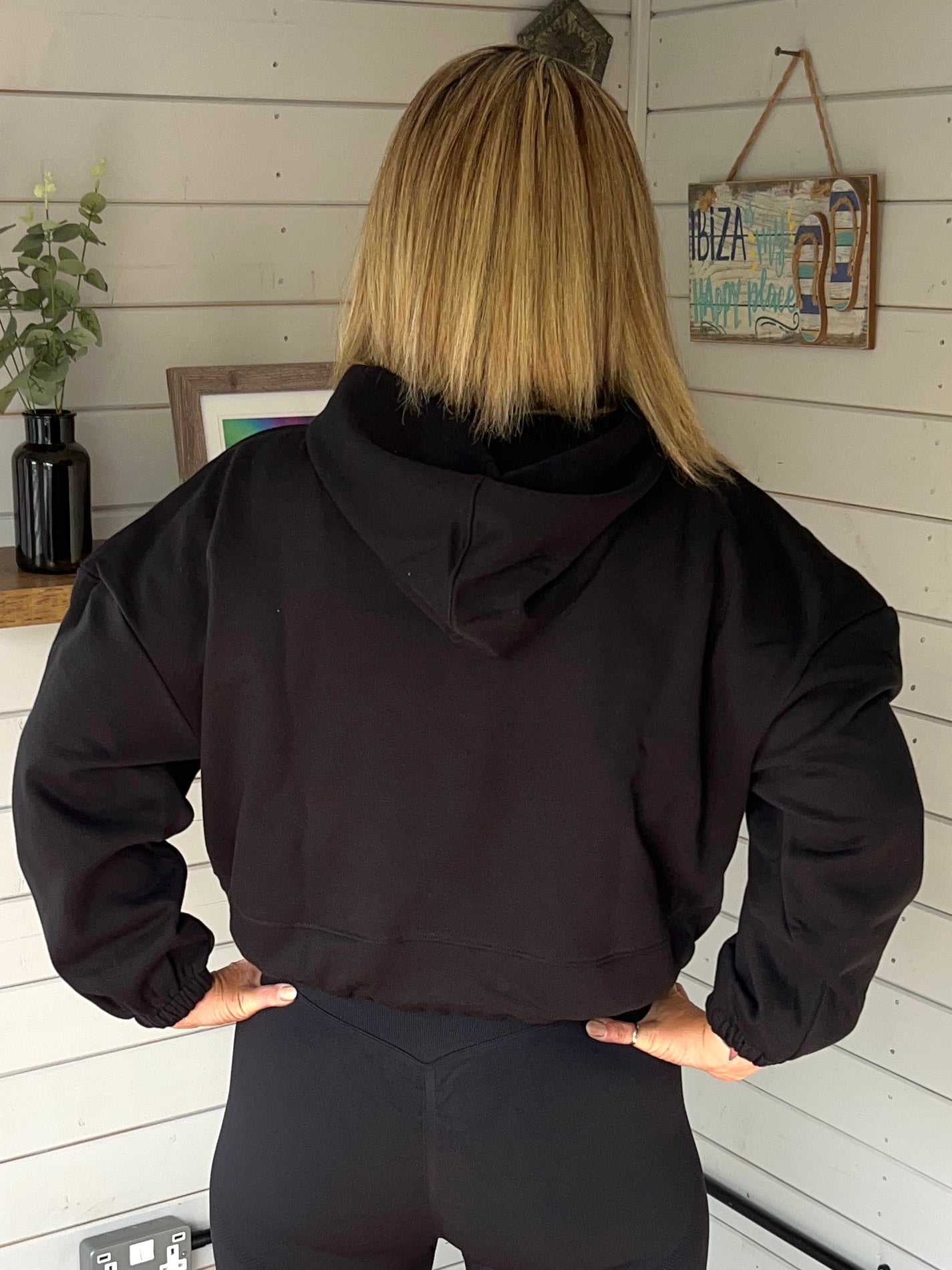 Aura Noir Cropped Oversized Hoodie