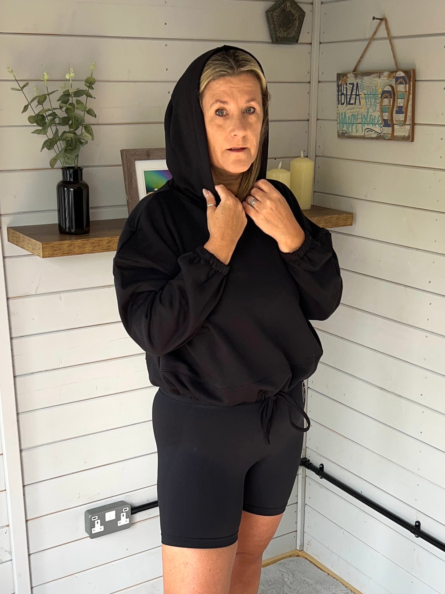 Aura Noir Cropped Oversized Hoodie